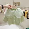 Jackets Girls Kids Fashion Sweaters Cardigan Jackets Big Mesh Collar Spring Autumn Winter Girl Cute Baby Roupas Crianças Overs Coats R230812