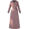 Trench Coats Femme Femme Femme Elegant Dobby Floral Purple Long Mabin Femme Automne Slim Lace Outwear