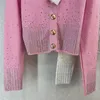 23 FW Women suéteres malhas de designer tampas de malha botões cardigan runway designer de marca colheita de cristais camisa viscose de elasicidade de alta ponta