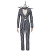 Ocasões especiais pesadelos antes do Natal Jack Skelington Sally Cosplay Costume listrado Top Pant Fort Festy Halloween Uniform 230814