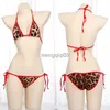 Sexy Set Sexy Lingerie for Women Erotic Comes Lenceria Pornos Suit Halter Lace Up Bandage Leopard Bra Thong Stripper Outfit Dancewear HKD230814