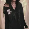 Women's Hoodies Skater Grunge Emo 00s Vintage Sweatshirt Y2K Cyber Skull Print Zip Up E-girl Gothic Mall Goth Punk Coat Harajuku Clothes