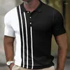 Herren Polos Sommer Polo-Shirt gestreifte Grafikdrucke im Freien Arbeit Street Kurzärmel Button-Down-Print Mode Top