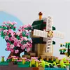 Blokkeert Micro Street View Sakura Windmill Building Blocks Fisherman's Cottage Tree Assemble Toys For Kids Boy R230814