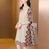 Casual jurken 2023 Loose Miyak geplooide plus size dameskleding Chinese stijl diagonale gespoten stiksels middeleeuwen retro cheongsam