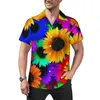 Herren lässige Hemden luminöser Sonnenblumen abstraktes Design Strandhemd Hawaii Ästhetik Blusen Mann Custom Plus Size