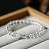 Charm Armband Elegant White Crystal Armband med Blue Sea Sapphire Women's S925 Silver Handgjorda tillbehör Premiumkvalitet Fashion Jewelry