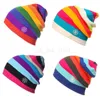 Beanie/Skull Caps Women Men Winter Knitted Snow Ski Beanie Hat Rainbow Striped Baggy Slouchy Cap