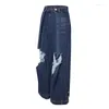 Heren jeans pfnw herfst winter mannen mode baggy gat streetwear denim broek casual rechte vintage knopvakken los tij 12a7424