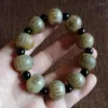 Strand 18mm Natural Nephrite Jade Buddha Bead Bracelet Men Women Genuine Hetian Jades Buddhism Lucky Amulet Bracelets Bangles