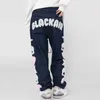 Heren jeans schedel en vijf sterren handdoek borduurwerk gescheurd jeans heren broek Harajuku stijl streetwear oversized casual denim broek J230814