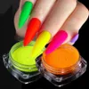 Nagel glitter neon pigment gul grön orange gnugga pulver färgglada mönster våren sommarkonst dammdekoration laye05 230814