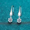 Orecchini per borchie Loriele Sterling in argento Moissanite penzolante Platinum placcatura goccia fiore di diamante per donne gioielli