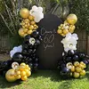 Decoração preto ouro balões guirlanda branco metálico balão de ouro para formatura chá de bebê aniversário decoração de casamento