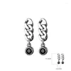 Dangle Küpeler Retro Punk Kalın İçi Boş Zincir Kadınlar için Tay Gümüş Krot Drop Vintage S925 Sterling Takı