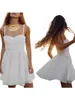 Casual Dresses Women Summer A-Line Dress Hollow-Out Spaghetti Strap Sleeveless Mini Backless Cami