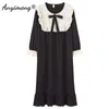 Women's Sleepwear Women Victorian Dress Lace Sleepwear Long Sleeved Fall Winter Lingerie Lace Trim Big Size 3xl 4xl 5xl Macaroon Nightgown Dress 230812