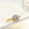 Cluster Rings aeteey Real Moissanite D Цвет круглого кольца S925 Серебряное серебряное серебро.