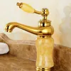 Bassängen kran guld mässing badrum enkel handtag blandare tvättbassäng kran med jade kallt varmt vatten diskbänk kran blandning kranar torneira
