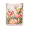 Tapissries Flower Fairy Tapestry Wall Hanging Pink Girl Tapestries Illustration vardagsrum sovrum väggdekor R230812