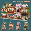 Blokken Mini City Street View Noodle Shop House Bouwstenen in architectuur Vrienden Figuren Blokken Speelgoed Geschenken R230814