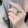 Band Rings Huitan Luxury Green CZ for Bridal Wedding Ceremony Party Fashion Accessories High Quality Womens Statement Jewelry 230814