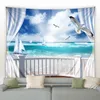 Tapestries Ocean Landscape Tapestry Sea Tree Beach Blue Sky Tapestries Wall Hanging Hippie Sheet Yoga Soffa Filt R230812