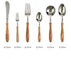 Dinnerware Sets Western Cutlery Set Knife Fork And Spoon Wooden Handle Steak 304 Stainless Steel Tableware Kitchen Bar