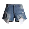 Shorts femininos verão sexy se sexy apertado de alta cintura jeans mini com saque de branqueado com franjas para mulheres