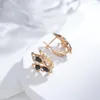 أقراط التدوير Kinel Butterfly for Women Black Natural Zircon مع 585 Rose Gold Color عالية الجودة مجوهرات راقية يوميًا