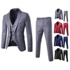 Herrenanzüge 1 Set Männer Anzug Weste Coat Hosen formelle Business Office Meeting Bräutigam Hochzeit Kleidung Lange Ärmeln Straight Solid Color Slim F.