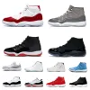 Män 11 ​​11S basketskor Kvinnor Jumpman Trainers Cool Grey Cherry Yellow Snakesskin Cement Gray Gamma Blue Space Jam Cap and Gown Playoffs Bred Blue Sports Sneakers