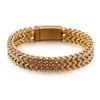 Bracelets de charme Men de mode couleur Gold Wide Chain Crystal Bracelet en acier inoxydable carré lisse double zircon pulseras bijoux
