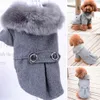 Winterhundkleidung Haustier Katze Pelzkragen Jacke Mantel Pullover warme gepolsterte Welpenbekleidung für kleine mittlere Hunde Haustiere HKD230812