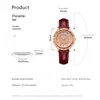 Armbanduhr Meibin Damen Uhren Top Crystal Quartz Watch for Women Mode Lederband wasserdichte Damen Armbanduhrwatch