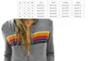 Two Piece Pants Designer Hoodie Kvinnor överdimensionerade Rainbow Stripe Lång ärm Sweatshirt dragkedja Pocket Coat Jacket Spring Casual uppgraderat material bra quanlity