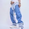 Men's Jeans Men New Streetwear Hip Hop Patchwork Straight Denim Pants Trousers Stylish Male Loose Casual Jeans J230814