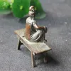 Decorative Objects Figurines Antique Copper Bench Guanyin Bodhisattva Statue Desktop Ornament Buddha Figurines Lucky Feng Shui Home Decors Accessories 230812