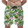 Men's Shorts Summer Gym Cute Flamingo Running Surf Tropical Animal Print Board Short Pants Casual Fast Dry Swim Trunks Big Size