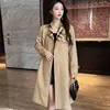 Trench da donna Giacca stile britannico di design Cappotto doppiopetto da donna modello lungo Primavera e autunno Parka giacca a vento in cotone con colletto in piedi XRDE