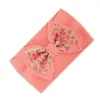 Corngrain Printed Fabric Bow with Organza Mesh Wide Headband for Newborn Baby Girls Kids Floral Printed Turban Hairbow Hairband
