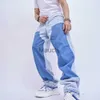 Men's Jeans Men New Streetwear Hip Hop Patchwork Straight Denim Pants Trousers Stylish Male Loose Casual Jeans J230814