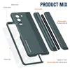 2 in 1 Vogue Phone Case for Samsung Galaxy Folding Z Fold5 Fold4 5G Invisible Bracket Membrane Hinge Protection Fold Shell with Removable Pen Slot Holder