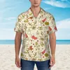 Mäns casual skjortor gamla julmens hawaiian kort ärmknapp ner strand tropisk blommor