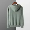 Męskie swetry 2023 Autumn/Winter Cairing Cashmere w dekolcie kolorowy kołnierz z kapturem pullover swobodny oddychający sweter