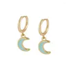 Boucles d'oreilles cerceaux Émail bleu pour femmes fille dysing huile lune étoile Huggie Bringle orecchini cadeau bijoux accessoires