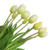 Fleurs décoratives 5pcs / set Luxury Silicone Tulips Tulips Bouquet Artificial Dining Table Decoration Accessoires pour le décor de mariage