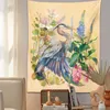 Tapestries Blue Floral Tapestry Wall Hanging Print Art Plant Flower Tapestries Room Background Fabric Home Decor R230812