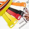 Bälten Womans Belt Pure Color Naked Pu Belt Fashion Square Buckle Needleless Perforated Decorative Ladies Belt Black Red Yellow