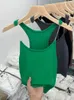 Kvinnotankar Green Crop Top Vintage Y2K Camisole Fashion Streetwear Casual Tube Kvinnlig Sexig ärmlös från axelväst sommar